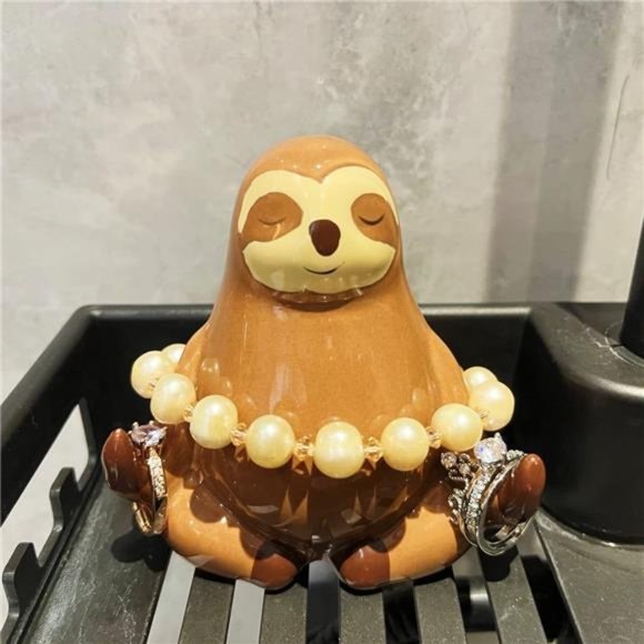 Ceramic Ring Holder, Sloth Jewelry Holder, Cute Home Decor Ceramic Ornament - Picture 5 of 6